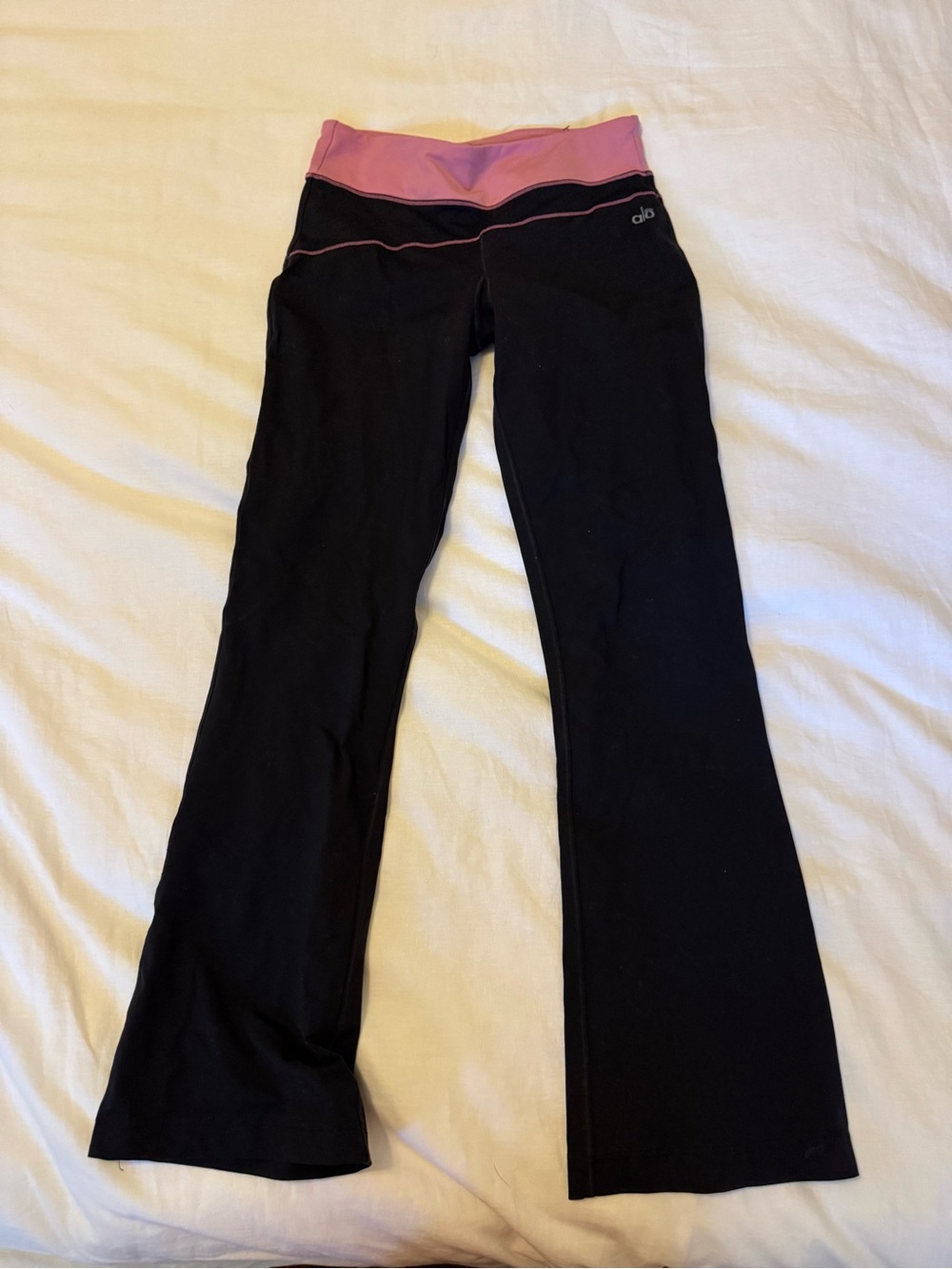 Vintage ALO Yoga Black Leggings with Pink Waistband
